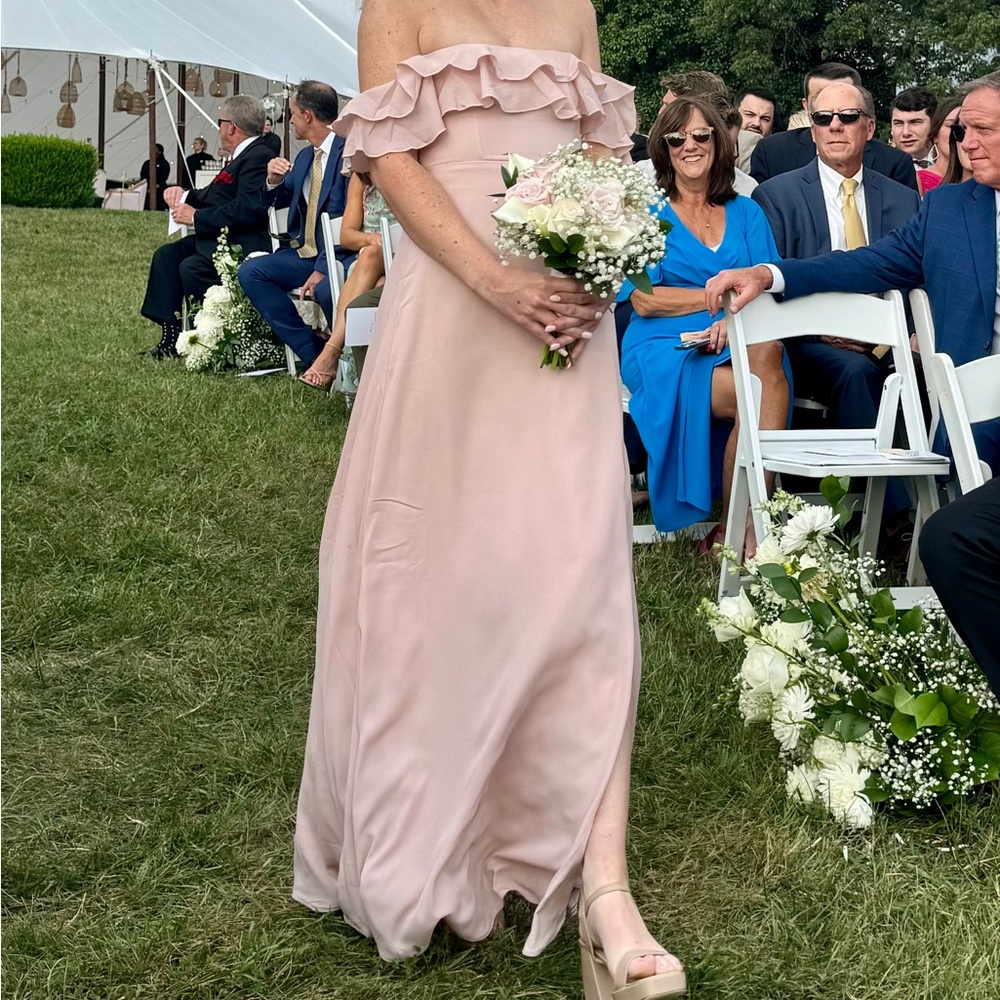 Show Me Your Mumu Emma Ruffle Maxi in Dusty Blush Crisp XXS worn once